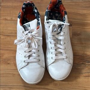 Stan Smith White Sneakers with Floral Interior